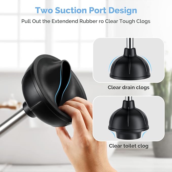 HAMITOR Toilet Plunger and Bowl Brush Set: 2 in 1 Stainless Steel Heavy Duty - Image 4