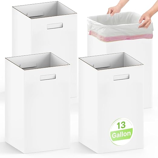 Extra Strong Corrugated Cardboard Portable Garbage Can, 4 Pack Reuseable and by Magicheap