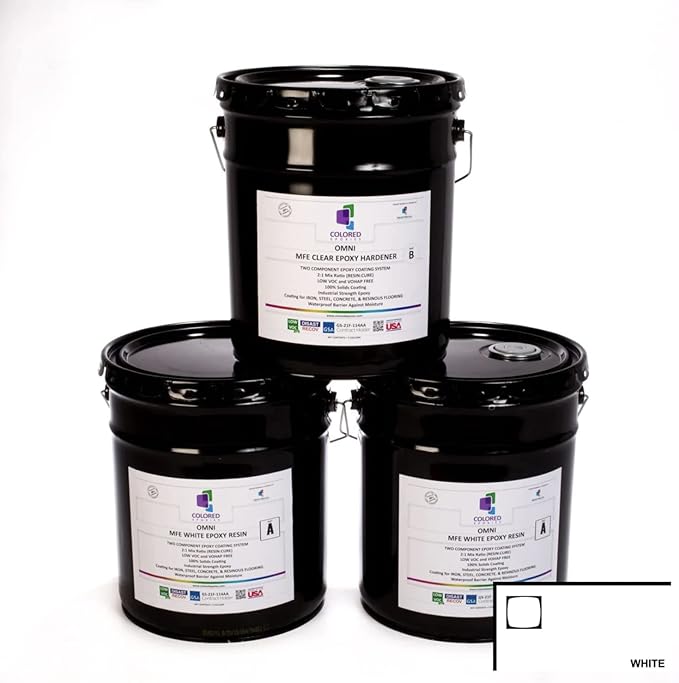 15 Gallon Kit Resin and Hardener, 15 Gallon White Epoxy Resin Coating Made by ColoredEpoxies