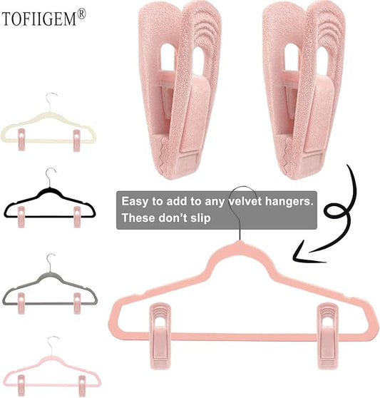 Light Pink Velvet Hangers Clips 20 PCS, Non-Slip Velvet Clip - Image 2