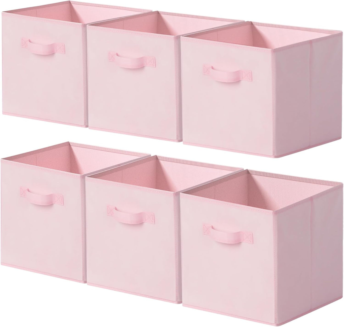 Cupic Cupid 6-Pack 11x11 Storage Cubes, Cube Storage Organizer, Pink | Foldable, Reinforced Front Handle, Holds Clothes, Toys, Blankets and More, Fits Closet, Cube Shelves, Nursery, Bedroom