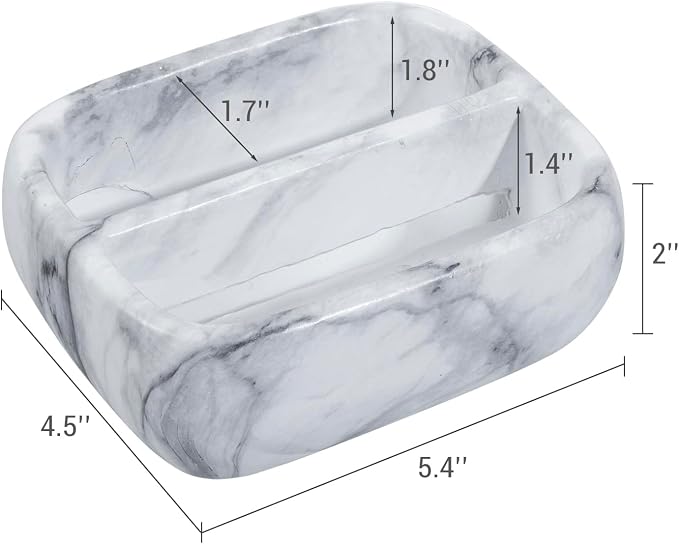 MyGift 5.4 Inch Deluxe Modern White Marble Pattern Resin Double Sponge Holder - Image 5