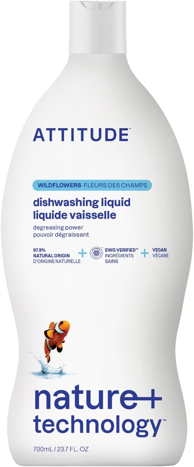 ATTITUDE Dish Soap, EWG Verified, Plant-Based & Vegan Dishwashing Liquid by ATTITUDE