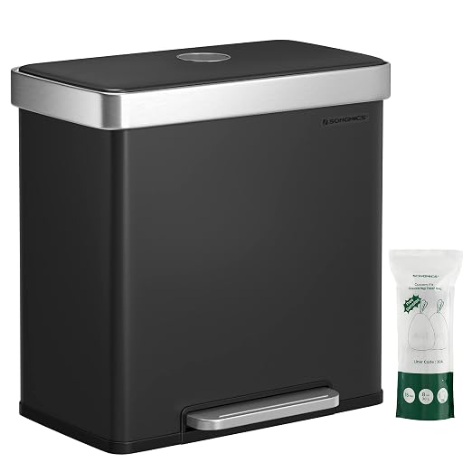 SONGMICS Kitchen Trash Can, 16 Gallon Dual Compartment Garbage Can, 60L Pedal by SONGMICSbySONGMICSHOME