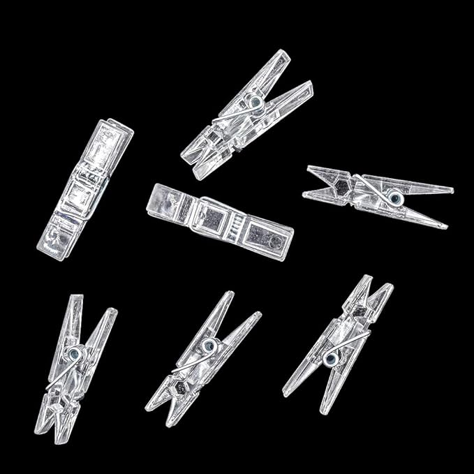 128 Pieces Mini Transparent Plastic Clear Clips, Photo Clips, Clothespins Clip - Image 3