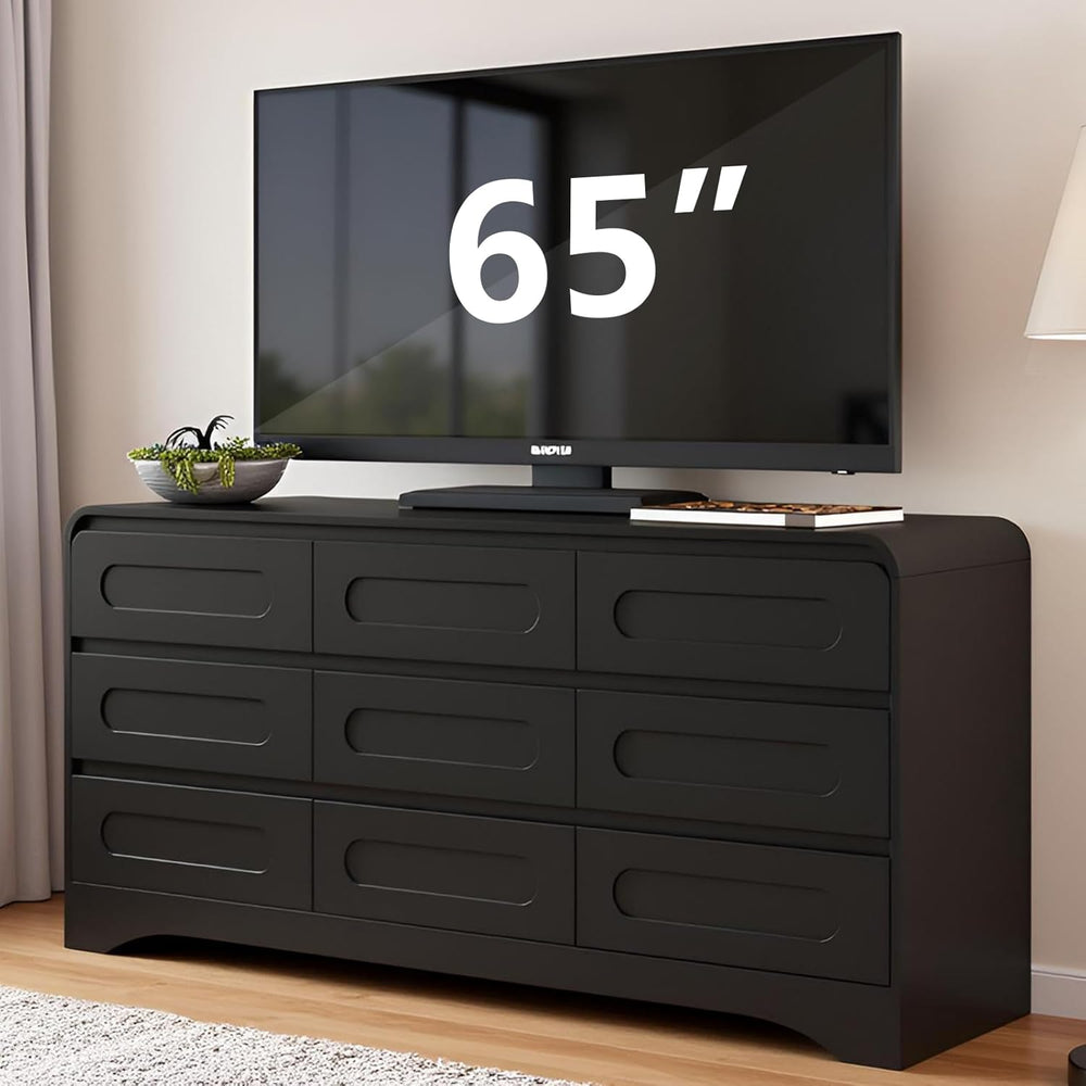 Dresser for Bedroom with 9 Drawers, 63" Large Modern Dressers, Black