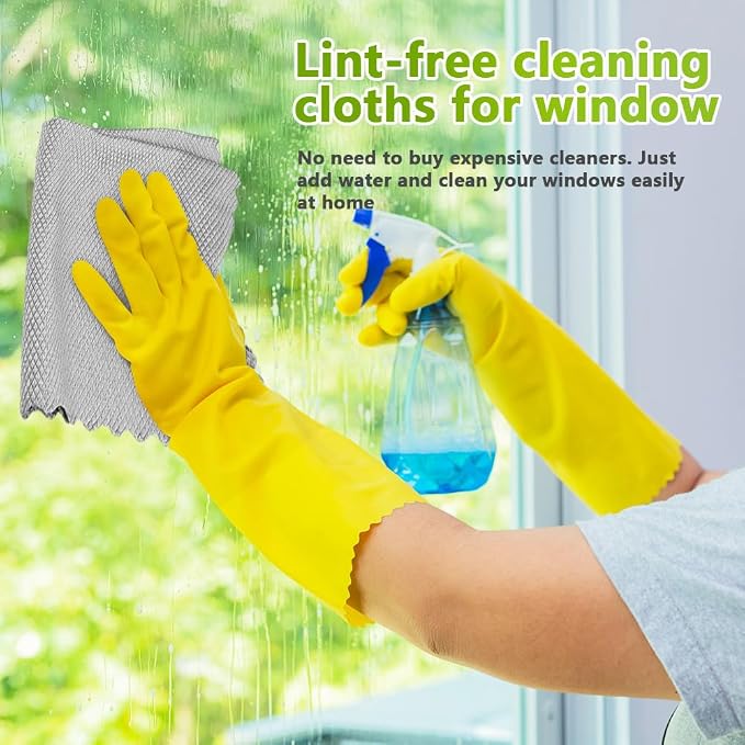 HOMEXCEL Grey Microfiber Glass Cleaning Cloths-6PK, Stainless Steel, Premium - Image 2