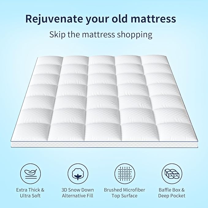 Mattress Topper Twin Extra Thick Mattress Pad Cover - Image 3