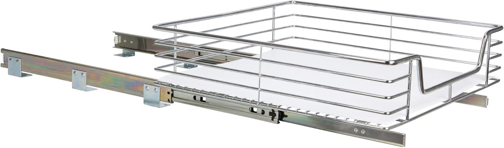 Household Essentials Chrome-Plated Steel Pull-Out Basket with Plastic Liner