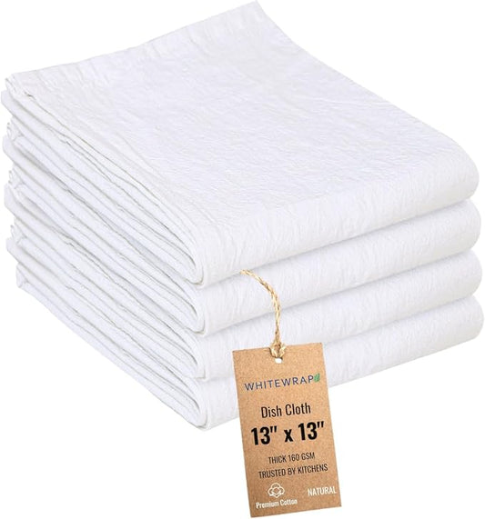 WHITEWRAP Dish Cloths Cotton| Kitchen Wash Cloth| Shop Towels Absorbent and by WHITEWRAP