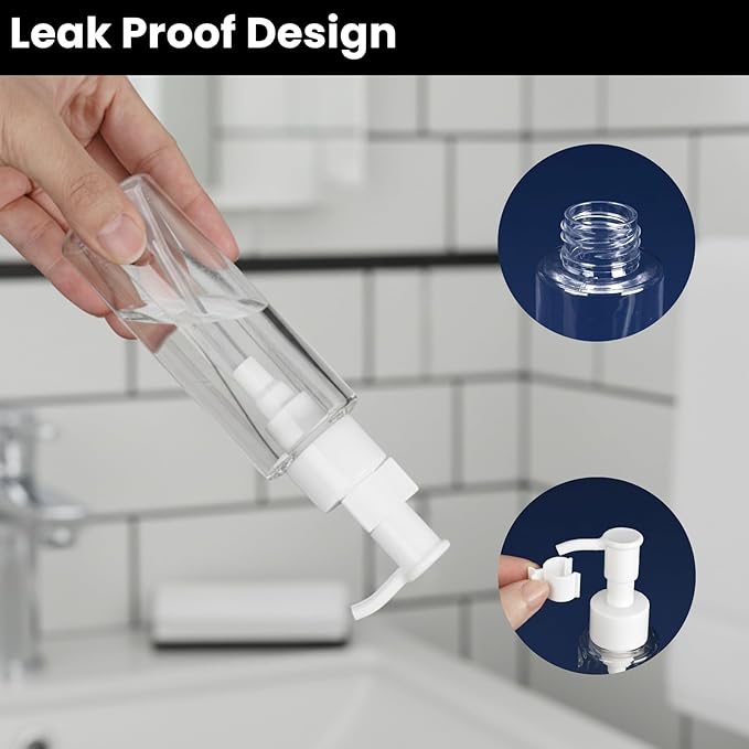 10 Pack 3.4 Oz/100ml Travel Pump Bottle TSA Approved Empty Plastic Pump Bottles - Image 3