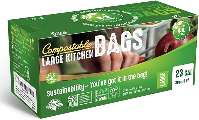 UNNI Compostable Trash Bags, 20-23 Gallon / 87 Liter, Extra Thick 1.0 mil Large - Image 7