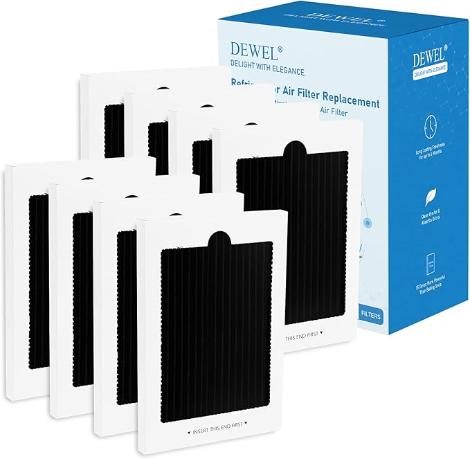 Refrigerator Air Filter Replacement 8 Pack, Carbon Activated Air Filter by DEWEL