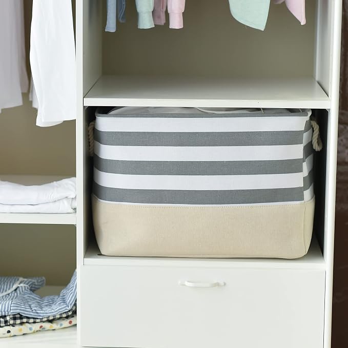 TheWarmHome Jumbo Storage Bins Baskets, Sturdy Fabric Organizing Basket - Image 6