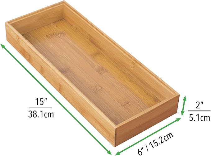 mDesign Wooden Bamboo Drawer Organizer - Image 5