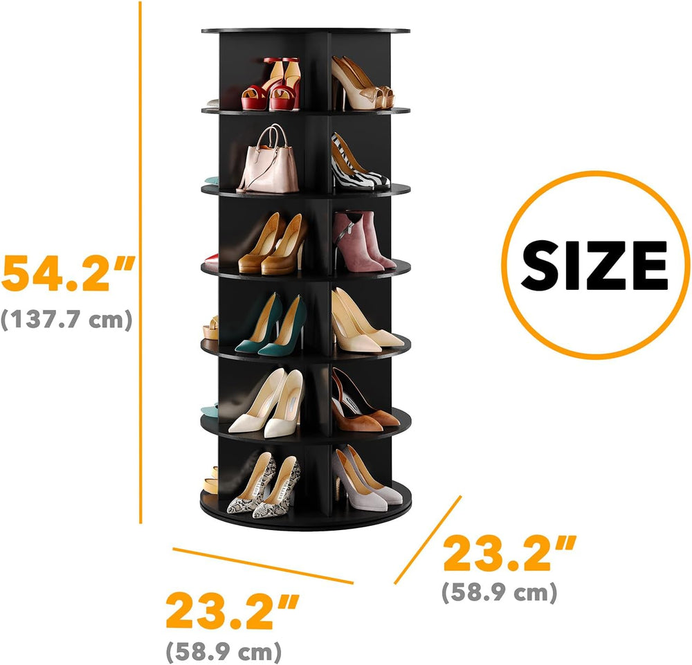 SpaceAid Black 6-Tier Spinning Rotating Shoe Rack Organizer, Shoe Display Tow...