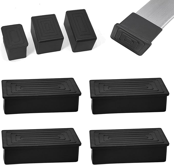 4 Pcs 2" x 4" Rectangular Rubber Chair Leg Caps, PVC Table Leg Covers, Flexible by BOPOREAE