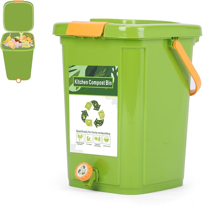 Compost Bin Outdoor, 21 L Garden Composting Bin Bags, Breathable Screen Window by Wefrib