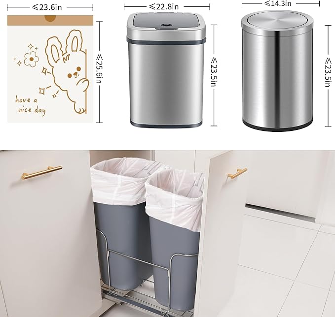 13 Gallon Trash Bags with Cute Rabbit Printed & Drawstring, Tear-Resistant Tall - Image 2