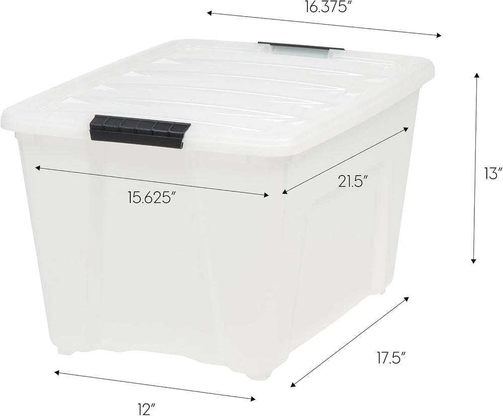 IRIS USA 6-Pack 54 Quart Storage Bins with Lids, Pearl