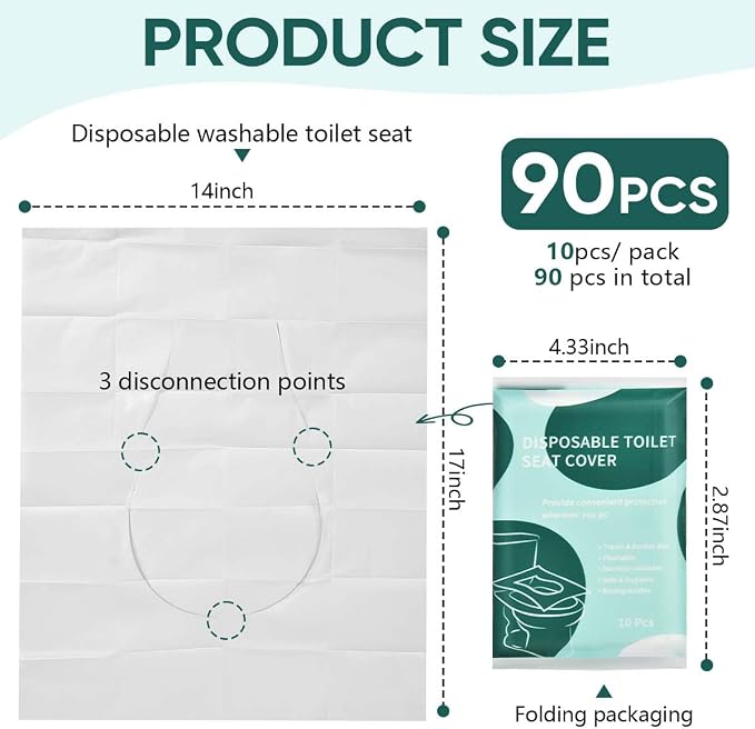 90 Pcs Disposable Flushable Paper Toilet Seat Covers Travel Supplies Essentials - Image 2