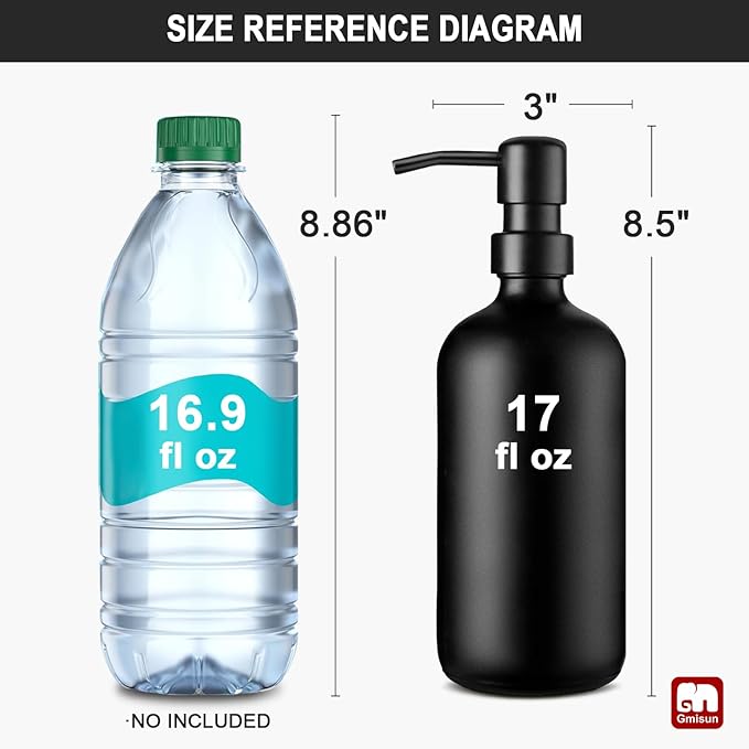 GMISUN Black Soap Dispenser, 2 Pack Matte Black Hand Soap Dispensers - Image 2