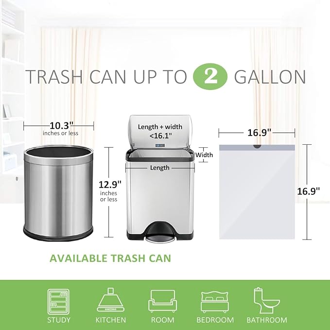 Teivio 2 Gallon 140pcs Strong Drawstring Trash Bags Garbage Bags, Bathroom - Image 2