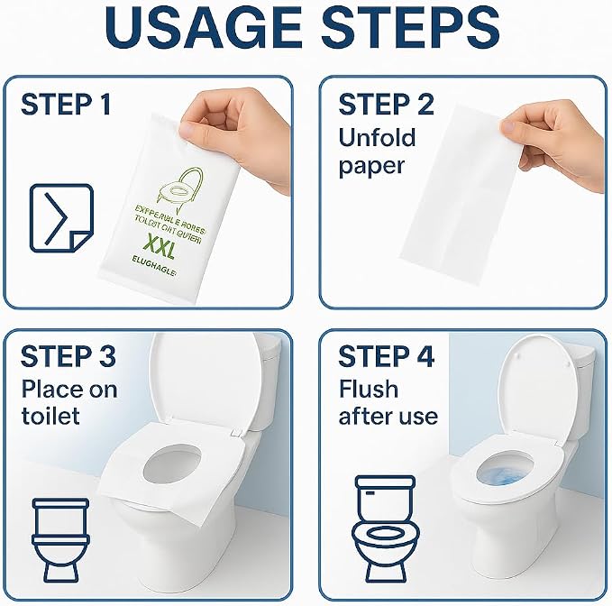Individually Wrapped XXL Toilet Seat Covers Disposable Flushable - Image 7