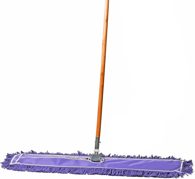 36 Inch Purple Commercial Dust Mop & Floor Sweeper – Wood Handle Floor Mop by TidyTools
