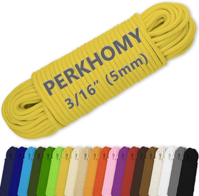 PerkHomy Cotton Rope 3/16" 100 ft Multi Purpose Utility Diamond Braided Cord by PerkHomy