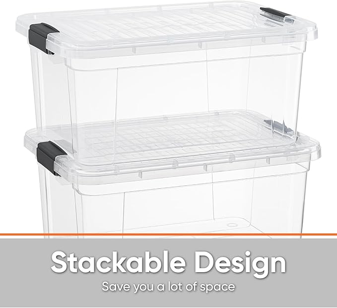 Superio Storage Bins with Lids- 4 Pack, 1.85 Qt Clear Boxes - Image 3