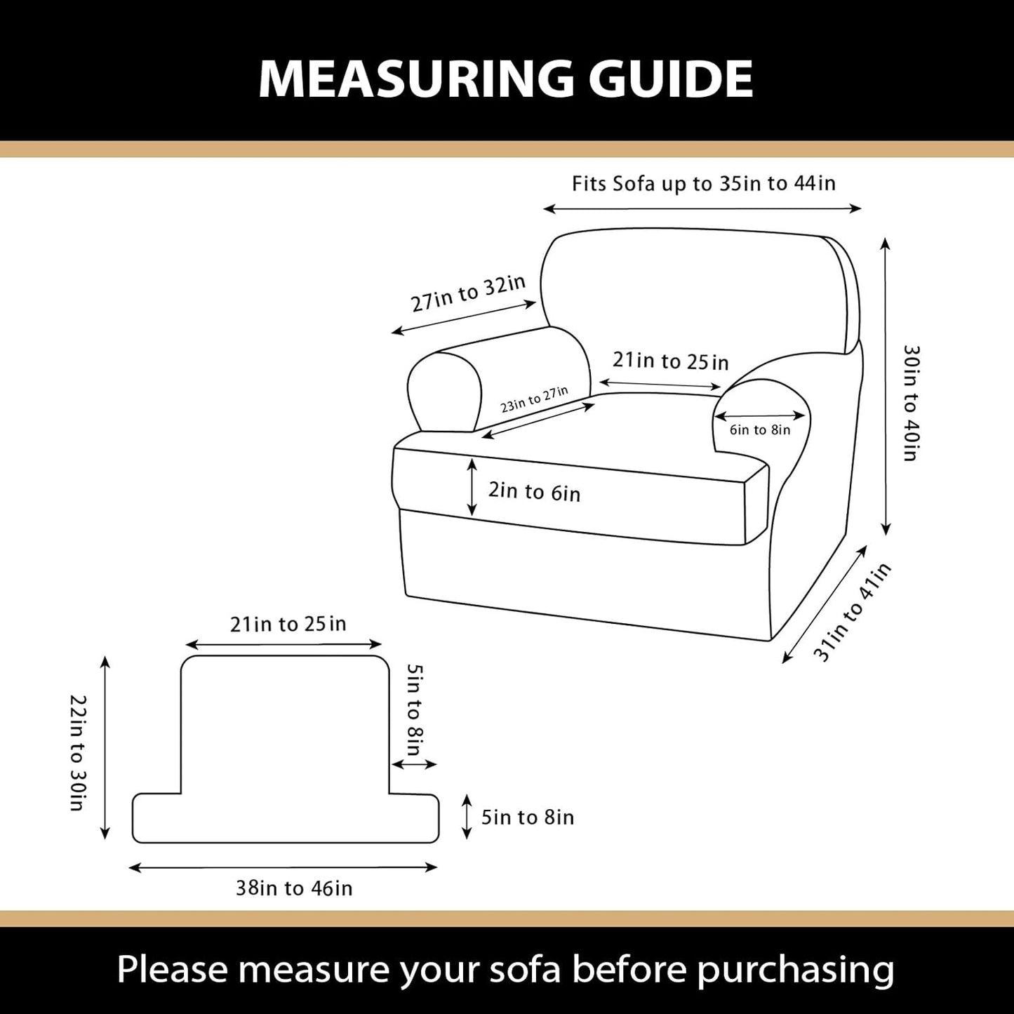 Sofa Cover 2 Pieces T Cushion Chair Covers with Arms Super Stretch Chair Slipcover for Living Room,Slip Cover Anti Slip Armchair Furniture Protector Pet Universal(Green, 1 Cushion)
