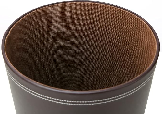 KINGFOM Classic Pu Leather Trash Can Wastebasket, Garbage Container Can - Image 8