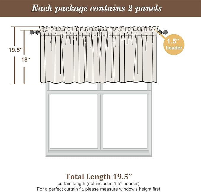 Chyhomenyc Sheer Valances for Windows 2 Pack, Small Window Curtains for Living - Image 3