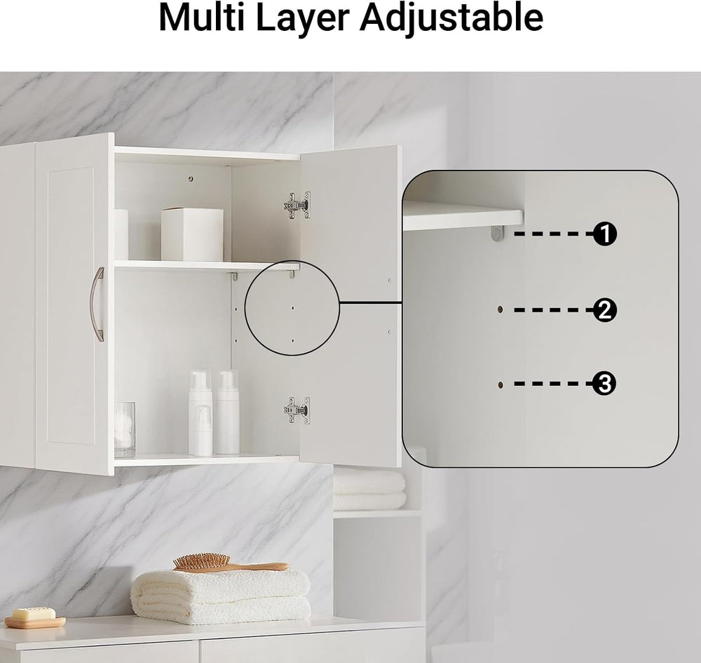 Wall Mount Bathroom & Laundry Storage Cabinet, Wall Size, White