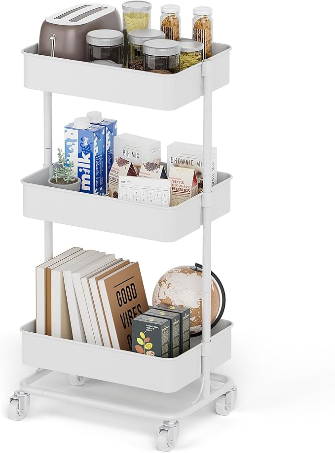 3 Tier Modern Metal Rolling Tool Cart by Unknown