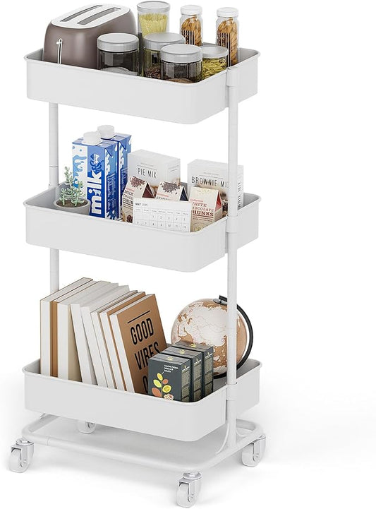 3 Tier Modern Metal Rolling Tool Cart by Unknown