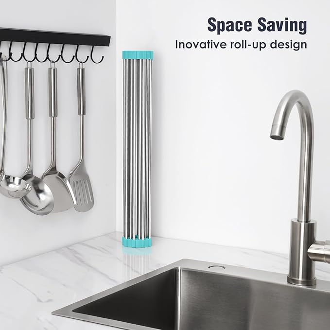 Tomorotec 21" x 15.5" Roll Up Dish Drying Rack Over Sink Drying Rack Sink Cover - Image 3