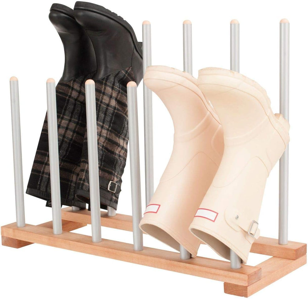 6 Pairs Birch Wood Boot Rack Free Standing Organizer, Easy to Assemble, Woode...