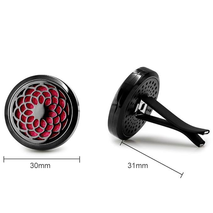 2PCS 30mm Car Aromatherapy Essential Oil Diffuser Stainless Steel Black Locket - Image 5