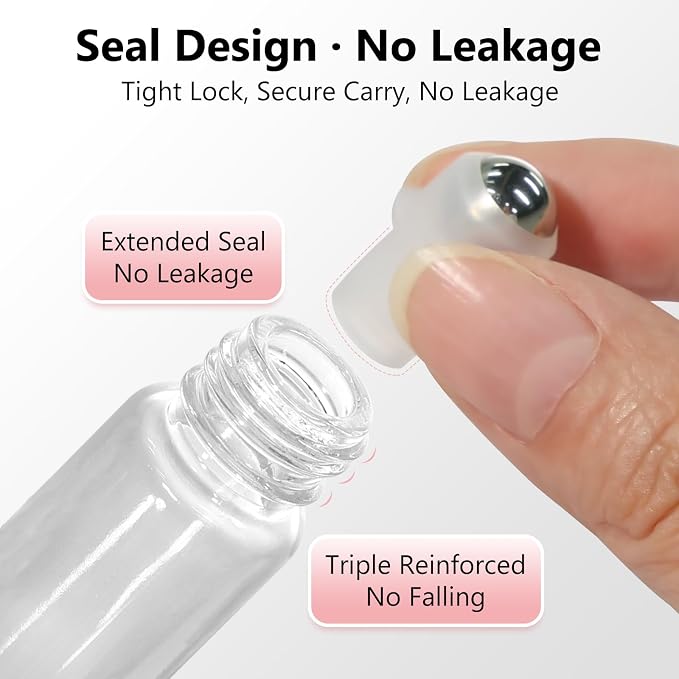 KEYWING 54 Pack Clear Essential Oil Roller Bottles – 10ml Glass Roll-On Bottles - Image 4