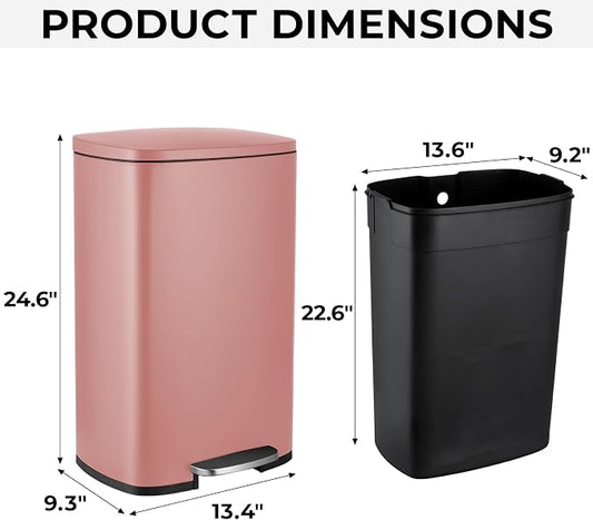 8 Gal Kitchen Trash Can, 30L Recycling or Garbage Bin, Brushed Stainless Steel - Image 2