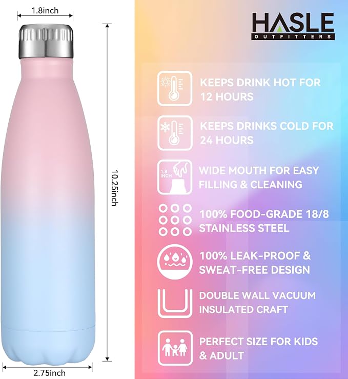 HASLE OUTFITTERS 17oz Stainless Steel Water Bottles Bulk, Vacuum Insulated - Image 5