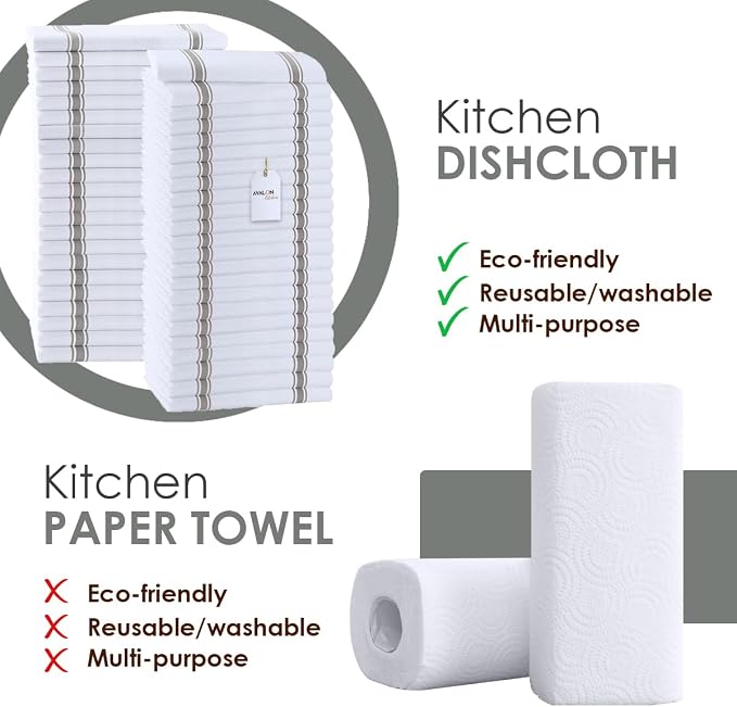 Dish Towels Set Size 15x25 Inch, 100% Cotton Soft & Absorbent Linen Kitchen - Image 2