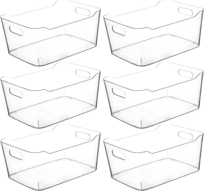 Clear Plastic Storage Bins, Medium Fridge Organizer Plastic Bins, Pantry by CONTROLKITCHEN