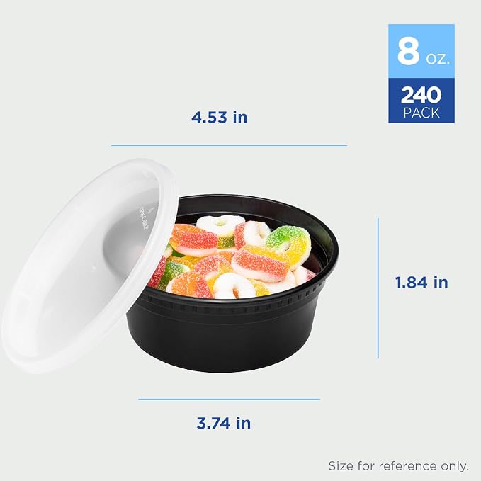 Karat [8oz - 240 ct Black PP Injection Molded Round Deli Containers - Image 4