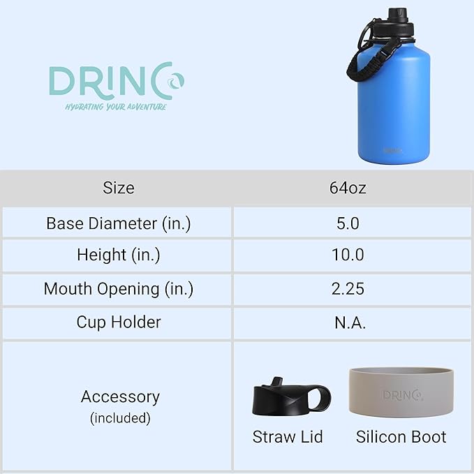 Drinco Stainless Steel Water Bottle Spout Lid Vacuum Insulated Double Wall - Image 3