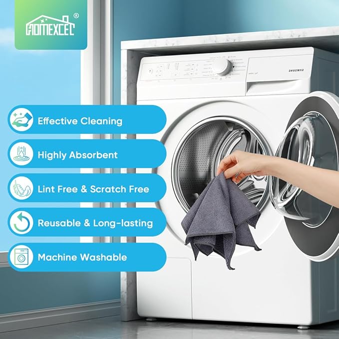 HOMEXCEL Grey Microfiber Cleaning Cloth, 12 Pack Premium Microfiber Towels - Image 6