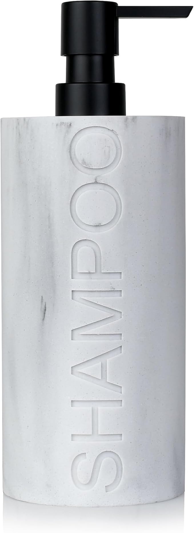 Matte White Shampoo Dispenser Modern Refillable Pump Bottle by IndecorHome