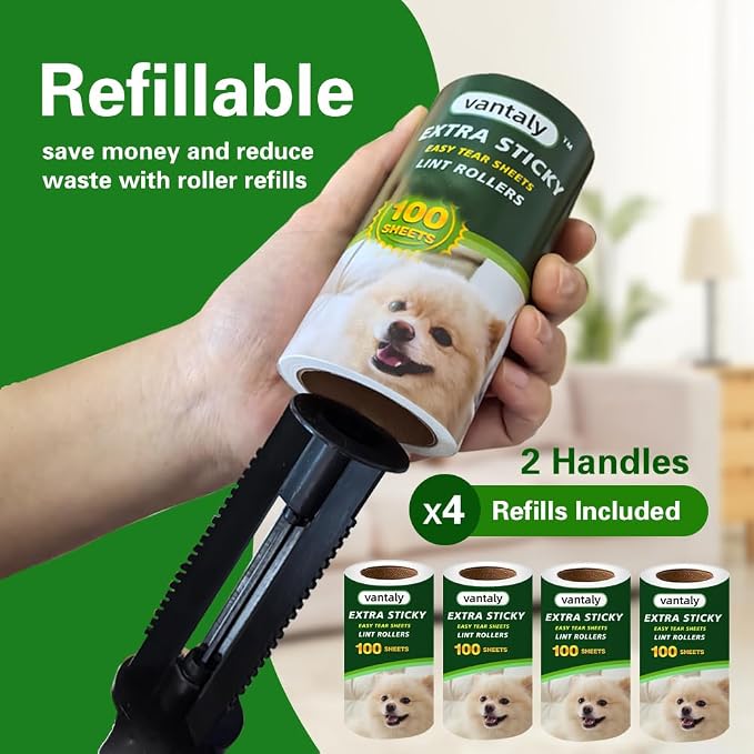 Lint Rollers for Pet Hair Extra Sticky, 600 Sheets Value Set Lint Roller - Image 2
